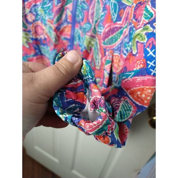 Sigrid Olsen Sport Woman M Jacket Bird Leaf Bright Design Fill Zip Pocket Lined - Picture 7 of 9